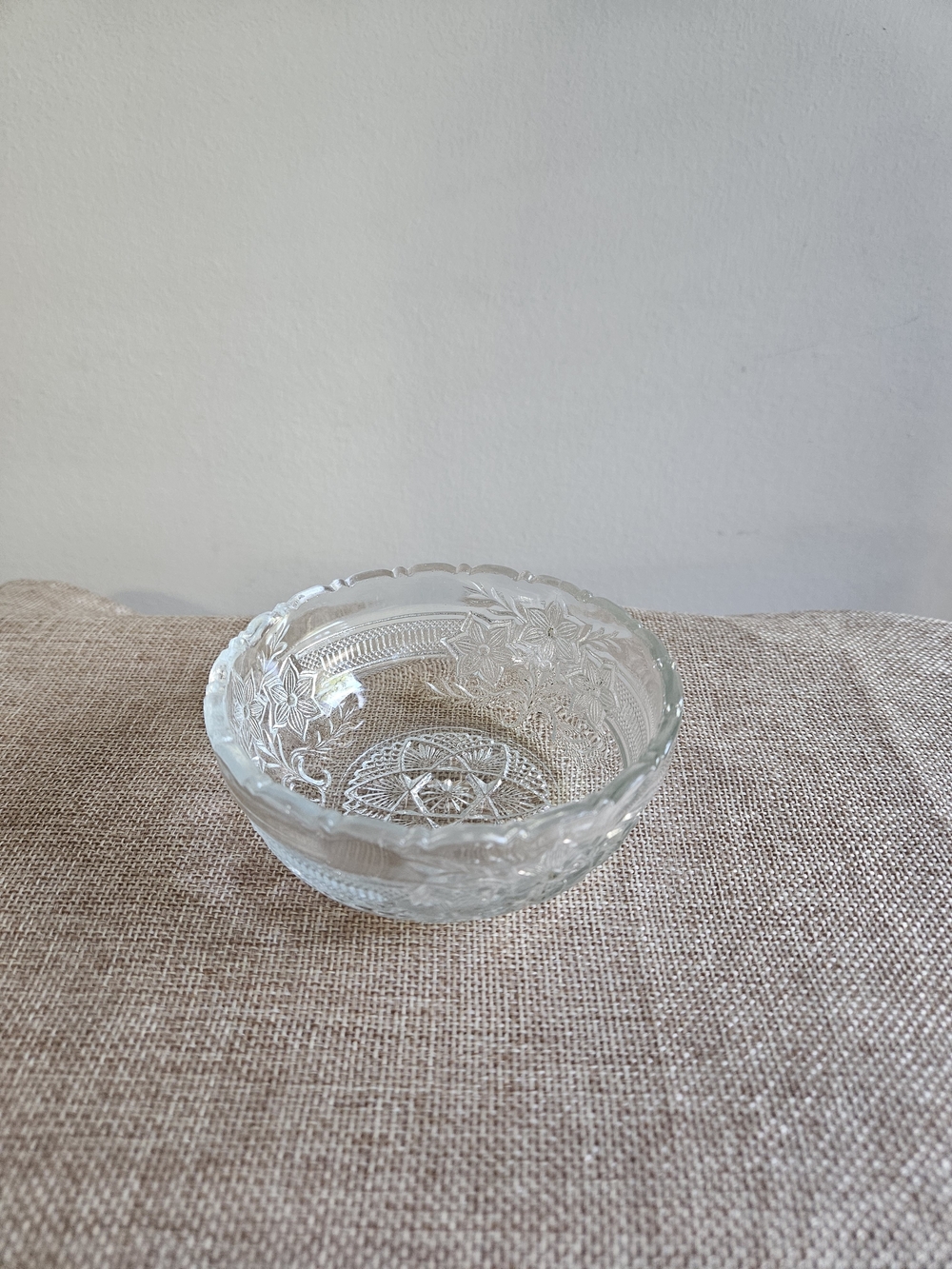 Pressed Clear Glass Decorative Bowl